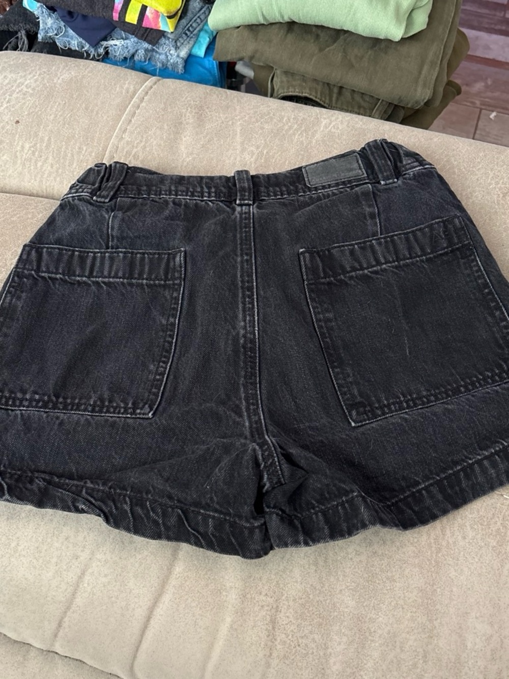 American Eagle Outfitters Black Washed High-Waist Denim Shorts